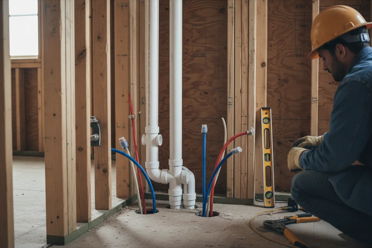 Drain and supply rough-in during Leak Detection in Cornland