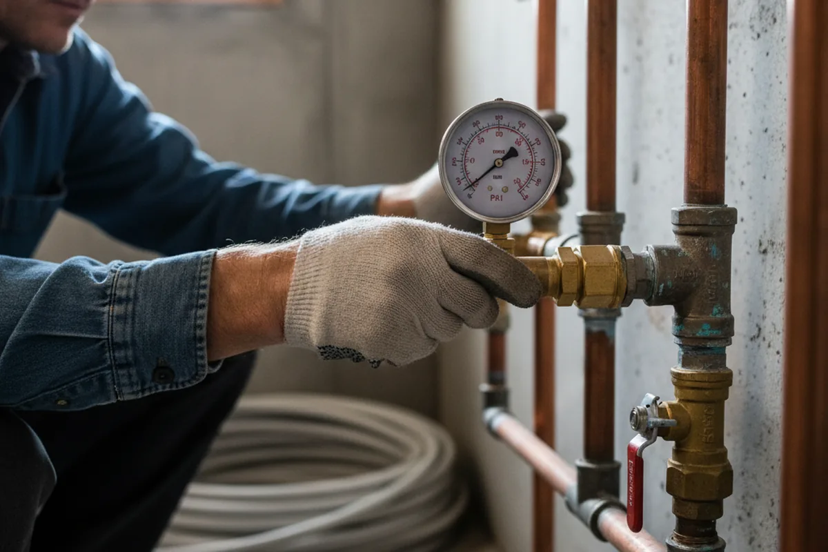 Pressure testing a repaired line during Water Line Repair in Cornland